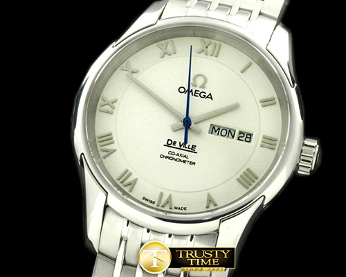 오메가 Deville Co Axial Day/Date SS/SS White Asian 2836 -OMG0302A