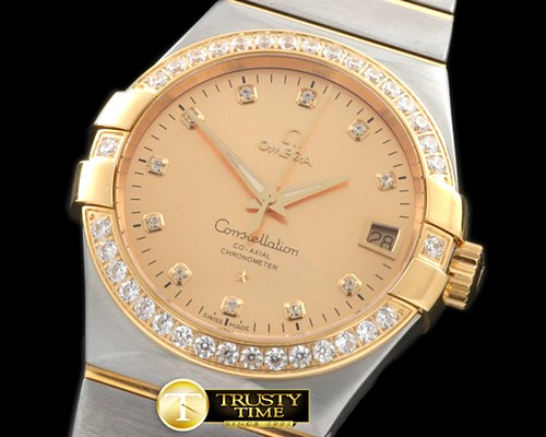 오메가 Double Eagle Men Auto SS/YG Gold Diam Miyota 9105 -OMG0314D