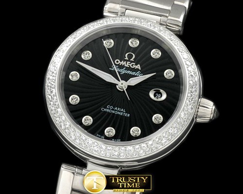 오메가 Deville Ladymatic SS/SS Black J9105 -OMG0349