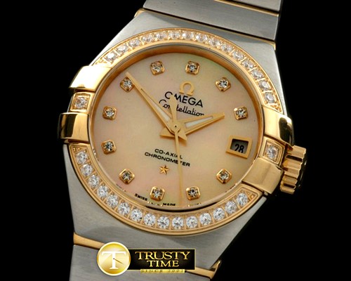 오메가 Double Eagle Ladies Auto SS/YG Gold Diamonds JMiyota -OMG0351A