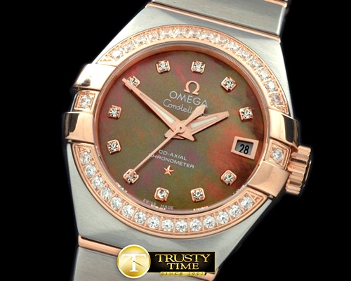 오메가 Double Eagle Ladies Auto SS/RG Brown Diamonds JMiyot -OMG0352A