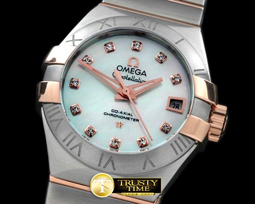 오메가 Double Eagle Ladies Auto SS/RG Wht Diamonds JMiyot -OMG0352C