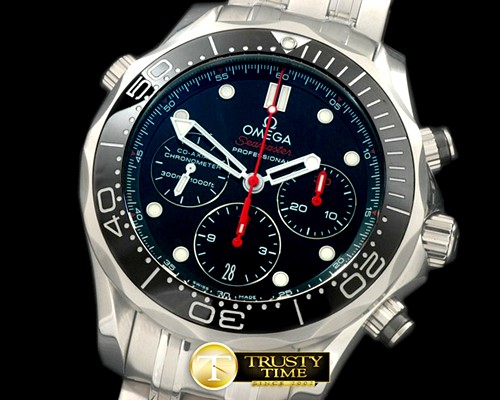 오메가 Seamaster Pro 300M Chrono SS/SS Black A7750 -OMG0364A