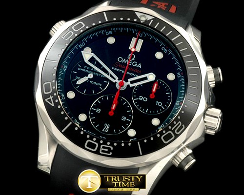 오메가 Seamaster Pro 300M Chrono SS/RU Black A7750 -OMG0364B