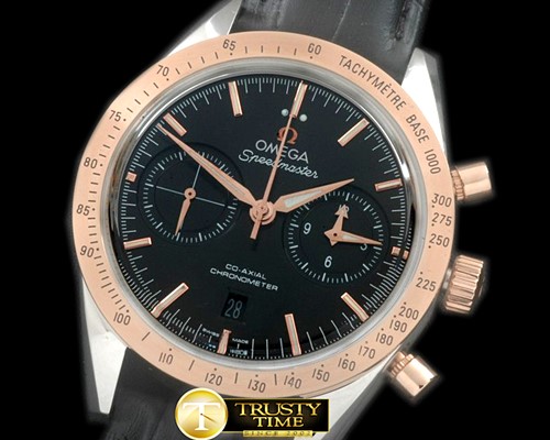 오메가 Speedmaster Moon Watch SS/RG/LE Black Stick A7750 -OMG0373B