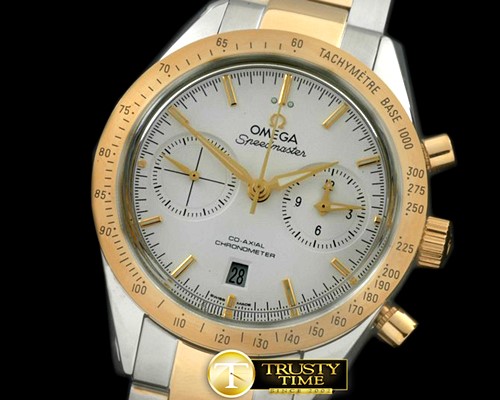 오메가 Speedmaster Moon Watch SS/YG White Stick A7750 -OMG0376A