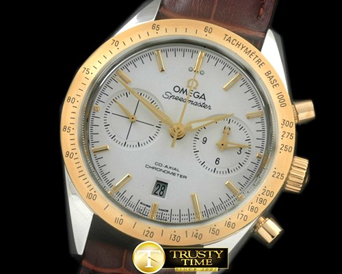 오메가 Speedmaster Moon Watch SS/YG/LE White Stick A7750 -OMG0376B