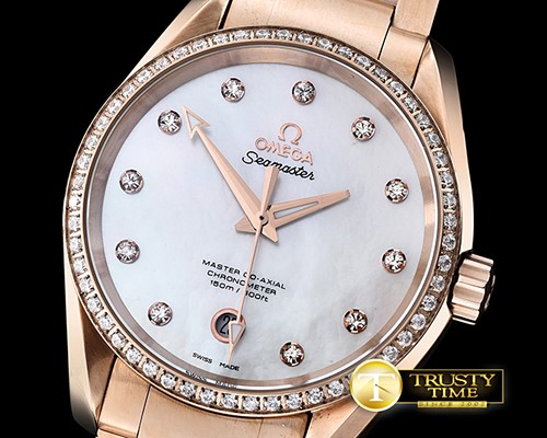 오메가 Aqua Terra 38mm RG/RG Wht MOP Diam Bez JHF A2836 Mod8 -OMG0462B