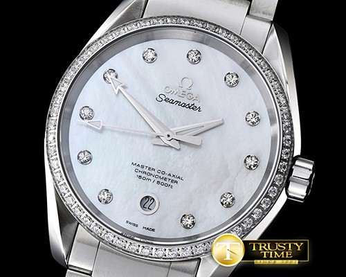 오메가 Aqua Terra 38mm SS/SS Wht MOP Diam Bez JHF A2836 Mod8 -OMG0462D