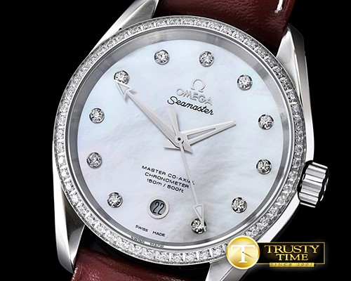 오메가 Aqua Terra 38mm SS/LE Wht MOP Diam Bez JHF A2836 Mod8 -OMG0462F