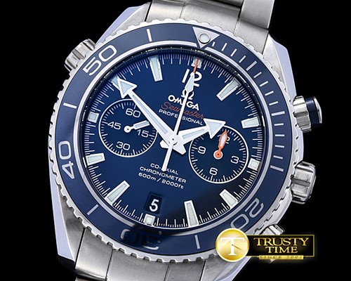 오메가 Planet Ocean 45mm Chrono TI/TI Blue BP A7750 Mod9300 -OMG0499B