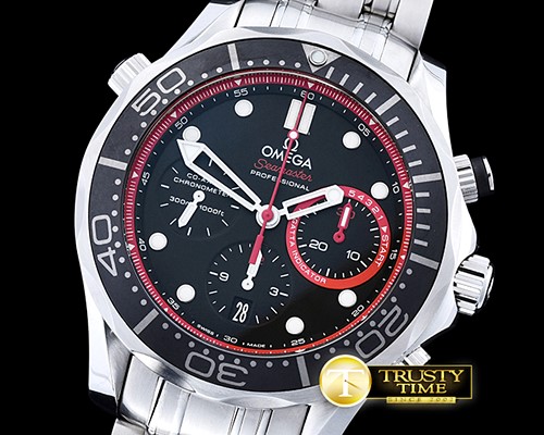 오메가 Seamaster Chrono America Cup SS/SS Blk/Red BP A7750 -OMG0500A