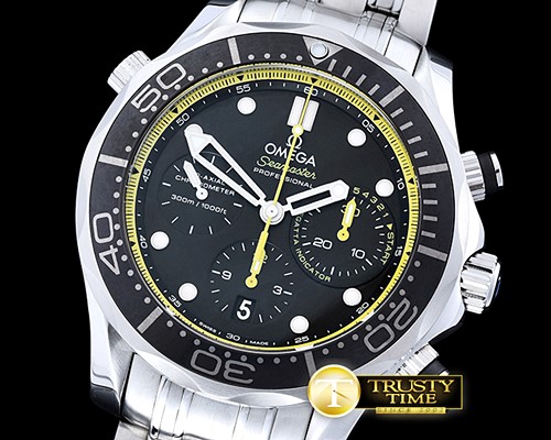 오메가 Seamaster Chrono America Cup SS/SS Blk/Yllw BP A7750 -OMG0500B