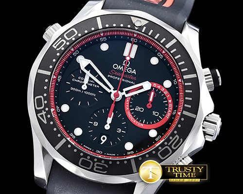 오메가 Seamaster Chrono America Cup SS/RU Blk/Red BP A7750 -OMG0503