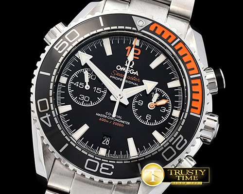 오메가 POcean Chrono Blk/Org SS/SS Black JHF A7750 Mod9900 -OMG0521A