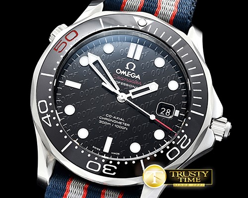 오메가 Seamaster 007 James Bond 50th SS/NY Black BP A2836 -OMG0528