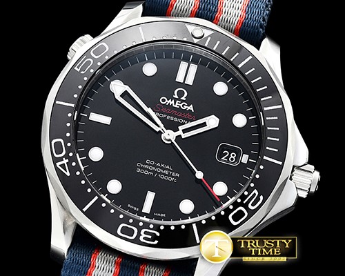 오메가 Seamaster Diver 300m CoAxial Cer SS/NY Black BP A2836 -OMG0529