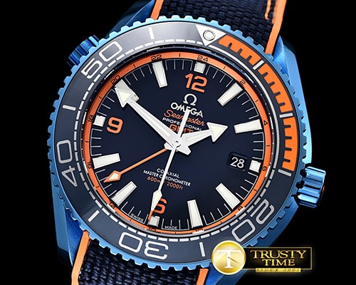 오메가 Planet Ocean 45mm GMT Blue DLC/NY Black JHF A23J Mod -OMG0532