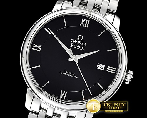 오메가 De Ville Prestige Mens SS/SS Black TWF Asia 2824 -OMG0540B