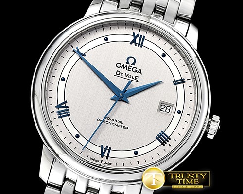 오메가 De Ville Prestige Mens SS/SS White/Blue TWF Asia 2824 -OMG0540E