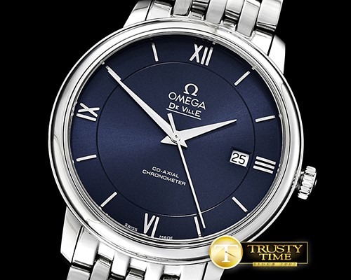 오메가 De Ville Prestige Mens SS/SS Blue/Roman TWF Asia 2824 -OMG0540G