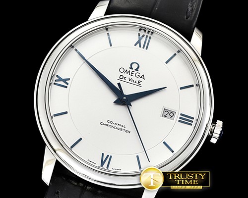 오메가 De Ville Prestige Mens SS/LE Wht/Blue MKF Miyota 9015 -OMG0551C