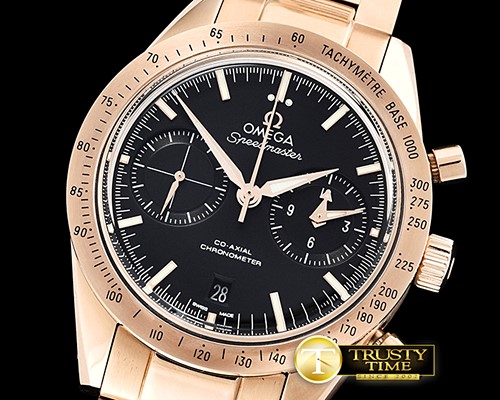 오메가 SpeedMaster 57 CoAxial RG/RG Black OMF A7750 9300 -OMG0555B