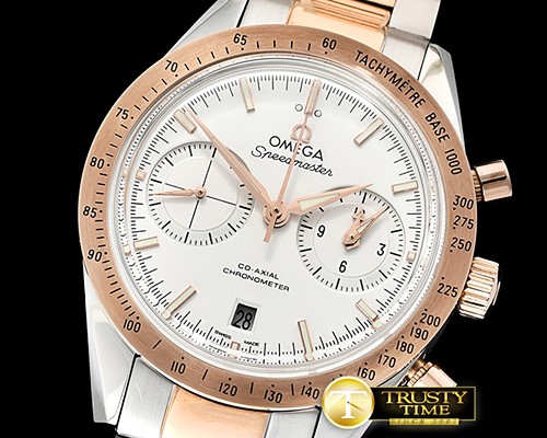 오메가 SpeedMaster 57 CoAxial RG/SS White OMF A7750 9300 -OMG0556A