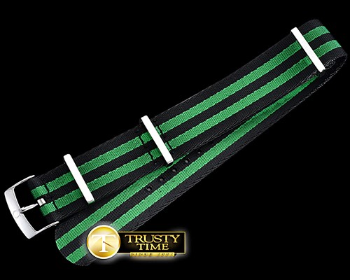 오메가 Black/Green NATO Strap for Omega Models 20mm -OMGACC018