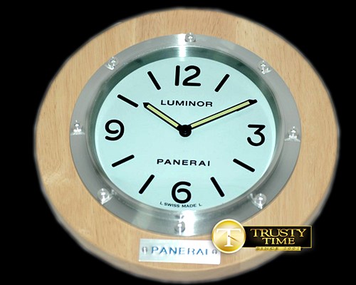 파네라이 Pam 114 Style Wall Clock White/Beech Finish Swiss Qtz -PACC059