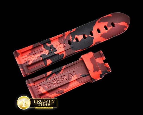 파네라이 Camo Unique Print Red Rubber 24/22 For 44mm Panerai -PACC090B