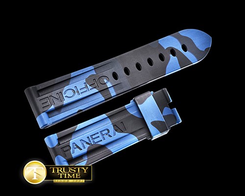파네라이 Camo Unique Print Blue Rubber 24/22 For 44mm Panerai -PACC090C