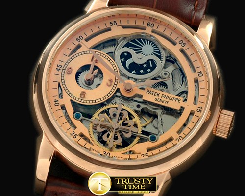 파텍필립 Skeleton Duo Time/Moon Phase RG/LE RGold Asian 2813 -PP0132C