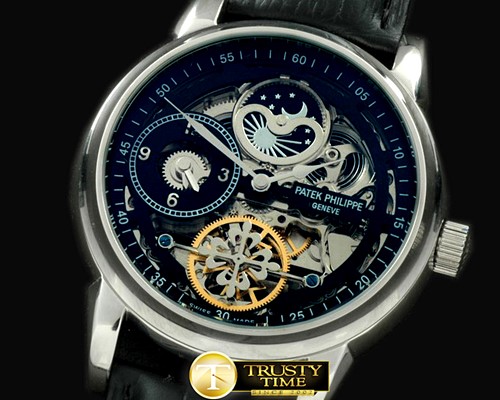 파텍필립 Skeleton Duo Time/Moon Phase SS/LE Black Asian 2813 -PP0133A