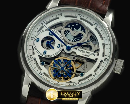 파텍필립 Skeleton Duo Time/Moon Phase SS/LE White Asian 2813 -PP0133B