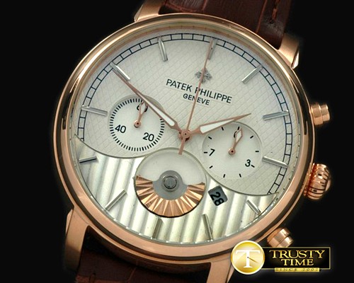 파텍필립 Classic Chrono RG/LE White Jap Qtz Chrono -PP0134A