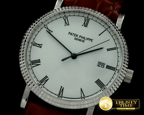 파텍필립 Calatrava Automatic SS/LE White Asian 2824 -PP0137A