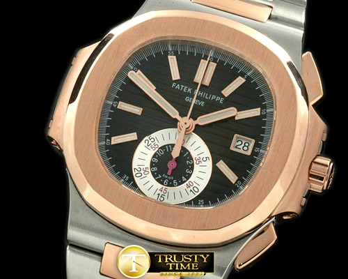 파텍필립 5980 Nautilis Chrono SS/RG Black A7750 -PP0139B