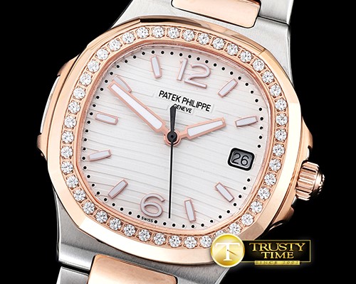 파텍필립 Nautilus 7010 Ladies RG/SS Diams WhiteSwiss Qtz -PP0217A