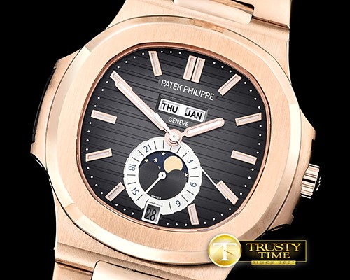 파텍필립 Nautilus GMT MoonPhase RG/RG Grey Asia 23J Calendar -PP0258A