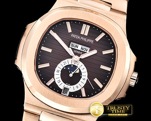 파텍필립 Nautilus GMT MoonPhase RG/RG Brown Asia 23J Calendar -PP0258B