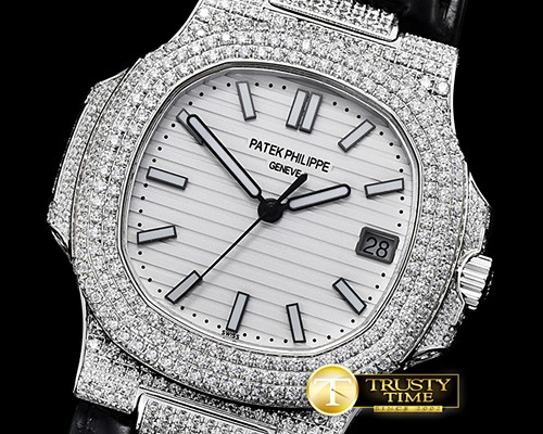 파텍필립 Nautilus Mens 40mm Diams SS/LE White Sticks V2 MY9015 -PP0268A