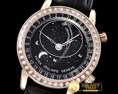 파텍필립 Celestial Sky Moon Date Diams RG/LE Black MY9015 Mod -PP0277A