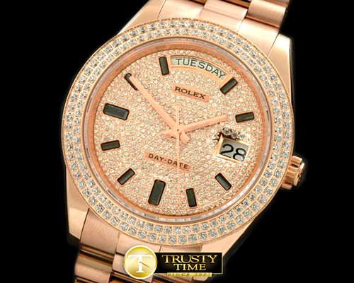롤렉스 RG Pres 2Diam Bez Diam/Ruby Dial Swiss Eta 28 -R2DD0188B