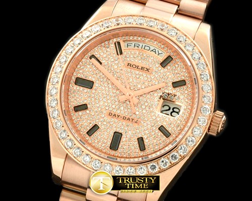 롤렉스 RG Pres Diam Bez Diam/Ruby Dial Swiss Eta 28 -R2DD0188C