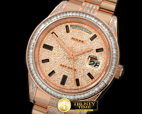 롤렉스 RG Pres/Diam SQDiam Bez Diam/Ruby Dial Swiss Eta -R2DD0189