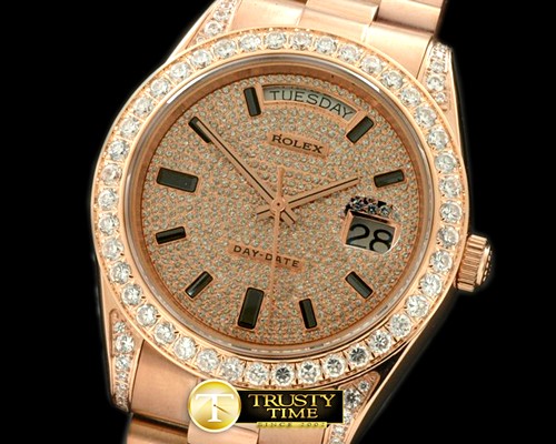 롤렉스 RG Pres Diam Bez Diam/Ruby Dial Swiss Eta 2836 -R2DD0190B