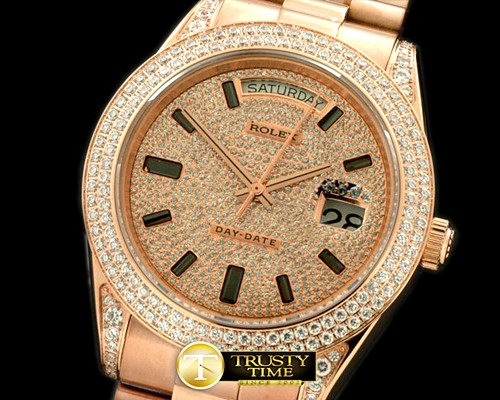 롤렉스 RG Pres 2Diam Bez Diam/Ruby Dial Swiss Eta 2836 -R2DD0190C