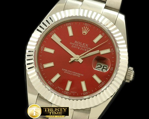 롤렉스 SS Oyster Fluted Burgundy Sticks Asian Eta 28362 -R2DJ0181A
