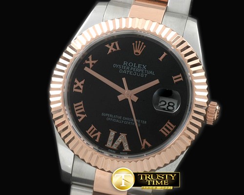 롤렉스 SS/RG Oyster Fluted Black Roman Asian Eta 28362 -R2DJ0186B